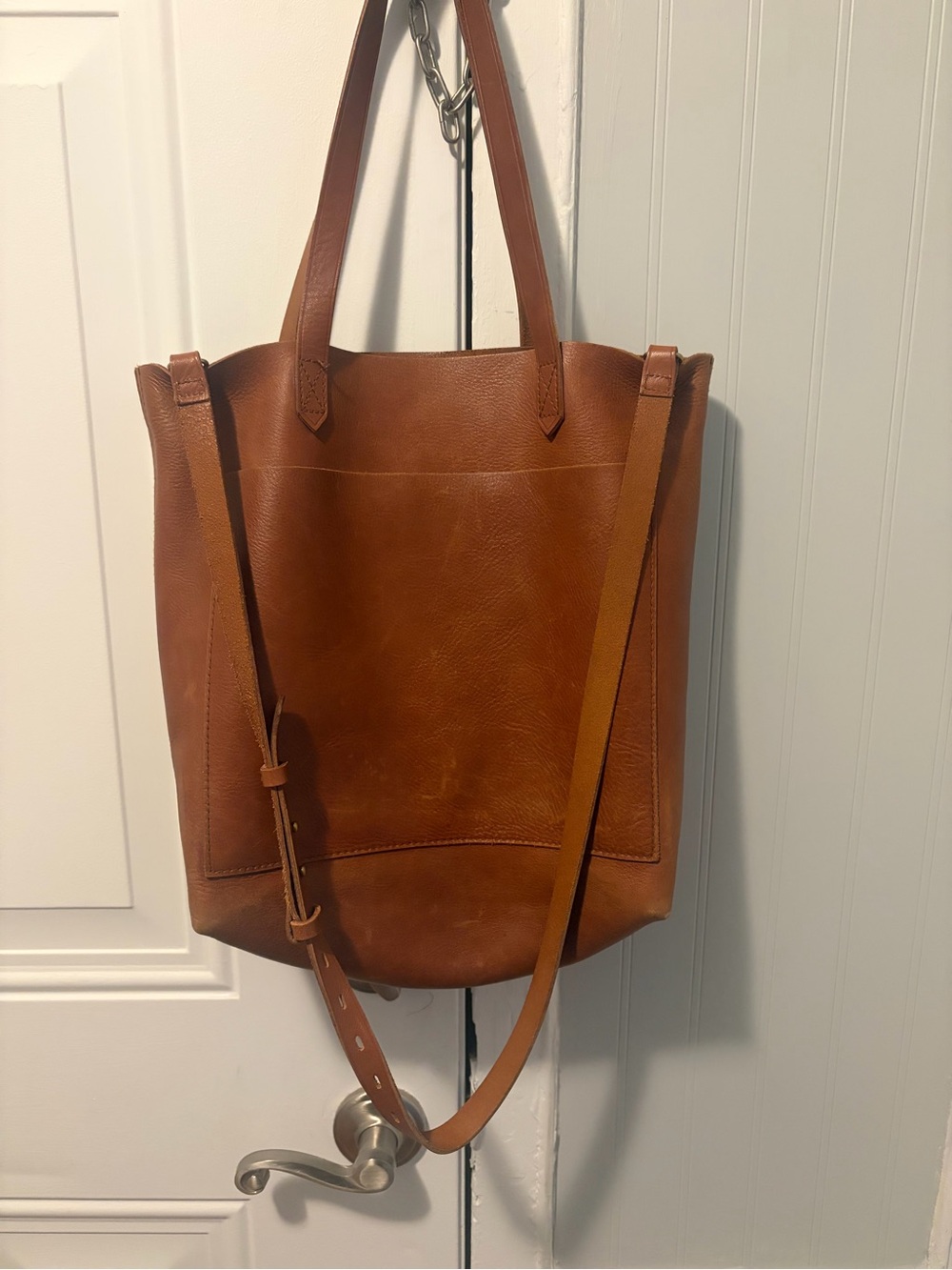 Madewell Chestnut Brown Leather Tote with Adjustable Strap